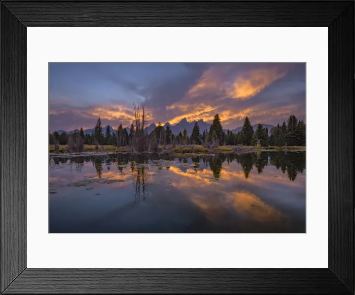 Framed Print : Wyoming. USA, Rocky Mountains, West, Grand Teton National Park, sunset with Snake river