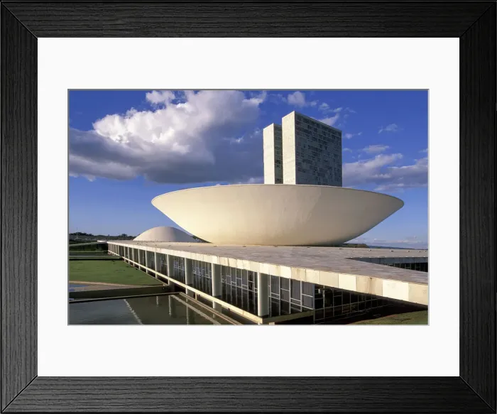 Framed Print : Brasilia. South America, Brasil, Brasilia; National Congress Building by Oscar Niemeyer;