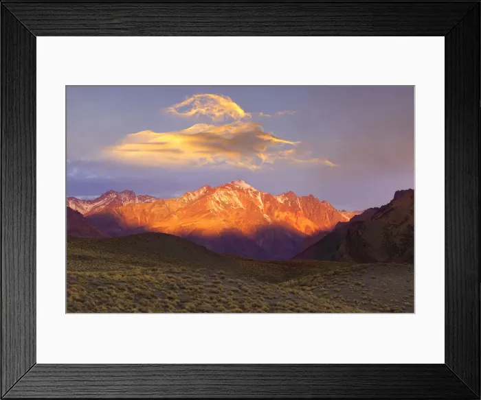 Framed Print : Andes. Evening light on Mountains, Parque Provincial Aconcagua