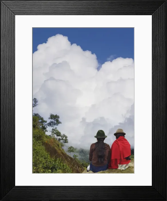Framed Print : Ecuador. South America, Ecuador; near Puerto Inca; women looking towards