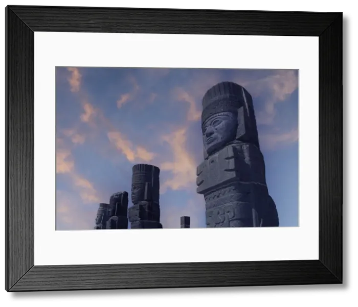 Framed Print : Tula. Mexico; Hidalgo; Zona Arqueologica de Tula; stone columns (m)
