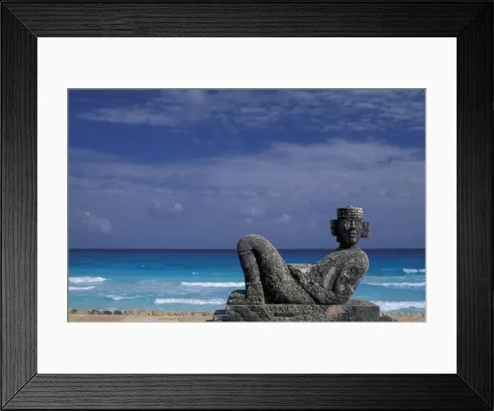 Framed Print : Chacmol. Chacmool Statue, Playa Chacmool, Cancun, Quintana Roo, Mexico