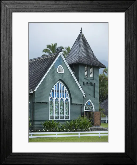 Framed Print : Kauai. USA, Hawaii, Kauai, Hanalei: Wai Oli Hui ia Church