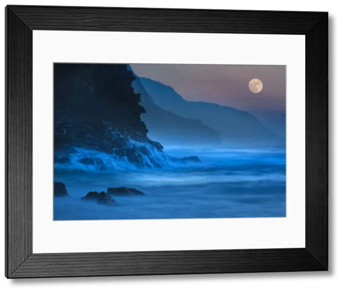 Framed Print : Kauai. USA, Hawaii, Kauai, Hanalei:Haena State Park, ke e beach, (m)
