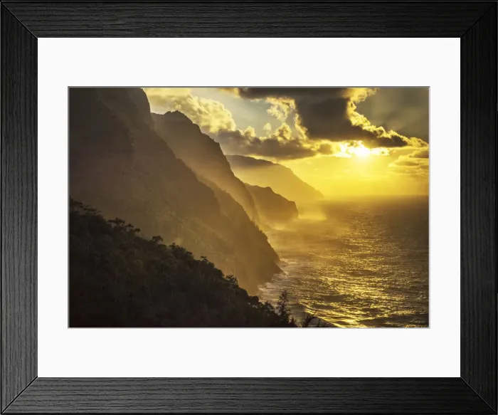 Framed Print : Kauai. USA, Hawaii, Kauai, Hanalei, Na pali coast, Kalalau Trail