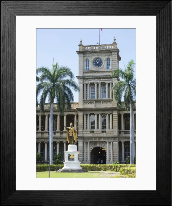 Framed Print : Hawaii. USA, Hawaii, Oahu, Honolulu, King Kamehameha Statue at supreme court building