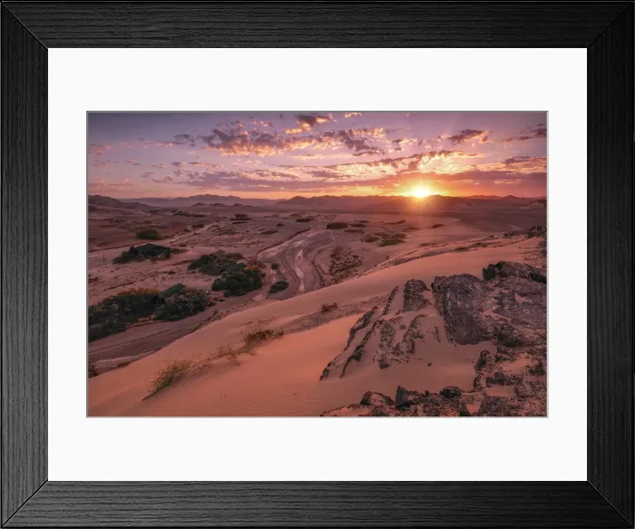 Framed Print : Namibia. Sunset behind Mountain Range, Skeleton Coast National Park Framed Print : Namibia. Sunset behind Mountain Range, Skeleton Coast National Park