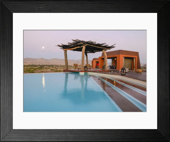 Framed Print : Namibia. Pool, Okahirongo Elephant Lodge, near Purros, Kaokoland, Kunene Region, Namibia