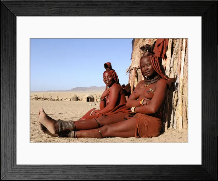 Framed Print : Namibia. Himba women, Himba village near Purros, Kaokoland, Kunene Region, Namibia