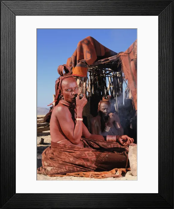 Framed Print : Namibia. Himba women, Himba village near Purros, Kaokoland, Kunene Region, Namibia