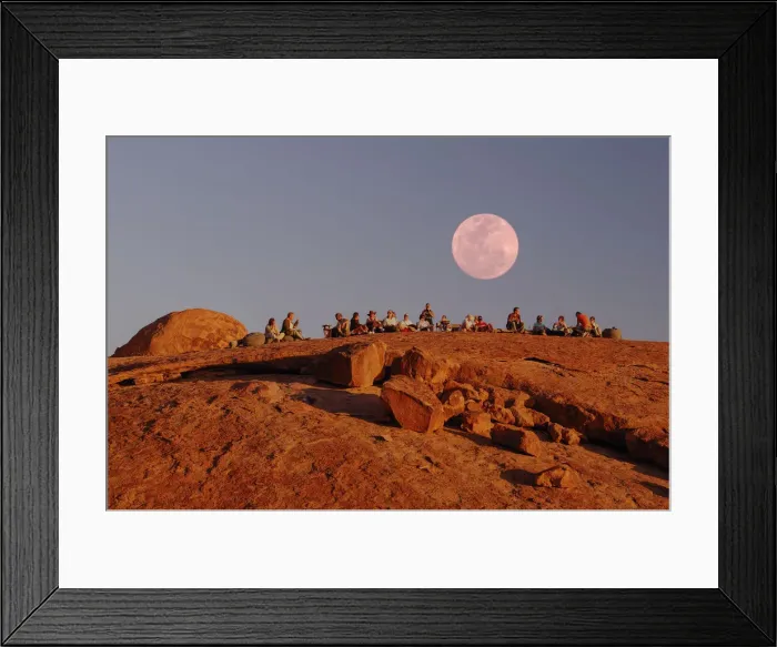 Framed Print : Namibia. Moon, Sundowner, Mowani Mountain Camp