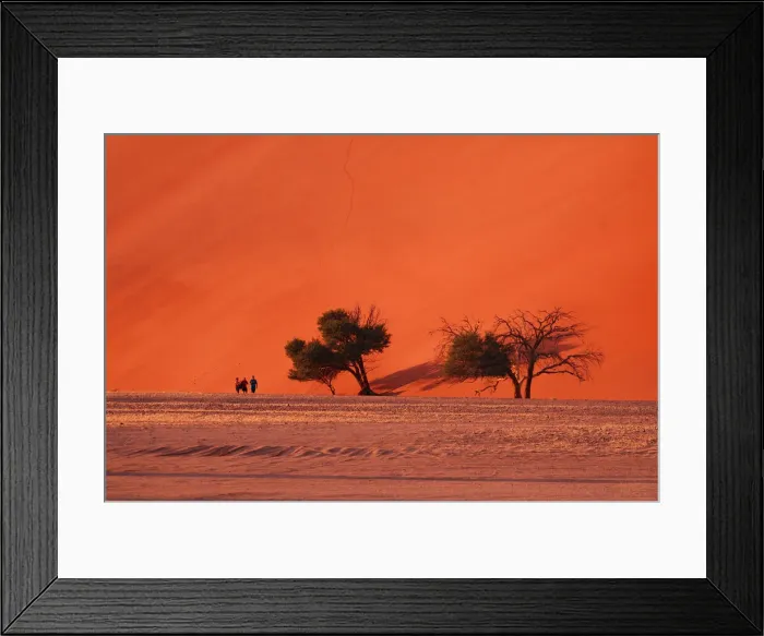 Framed Print : Namibia. People walking at Sand Dune 45, Sossusvlei area