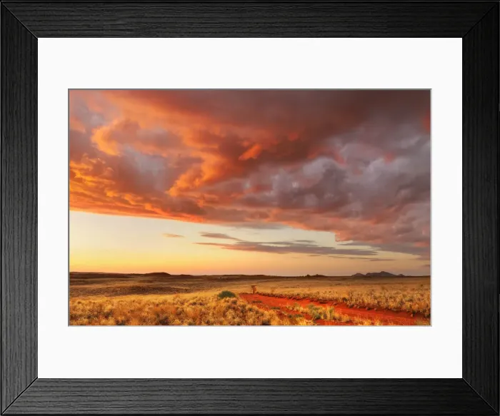 Framed Print : Namibia. Sunset, Dunes Lodge, Wolwedans Lodge