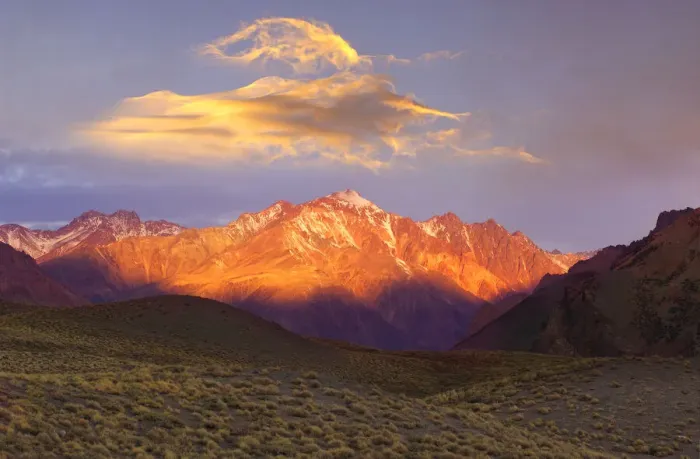 Framed Print : Andes. Evening light on Mountains, Parque Provincial Aconcagua