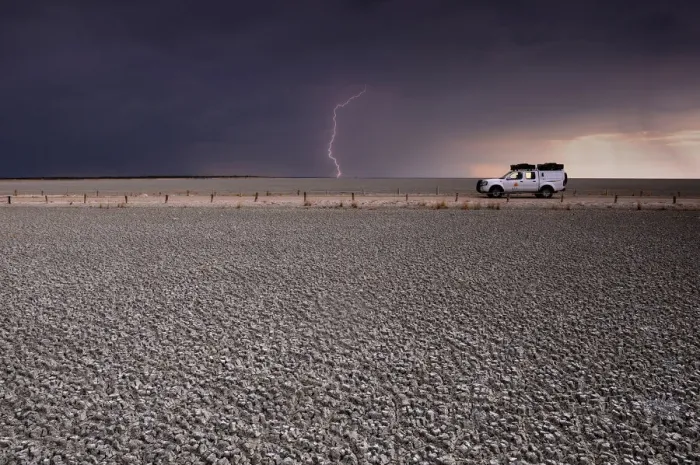 Framed Print : Namibia. Lightning over Etosha Pan, KEA Camper Framed Print : Namibia. Lightning over Etosha Pan, KEA Camper