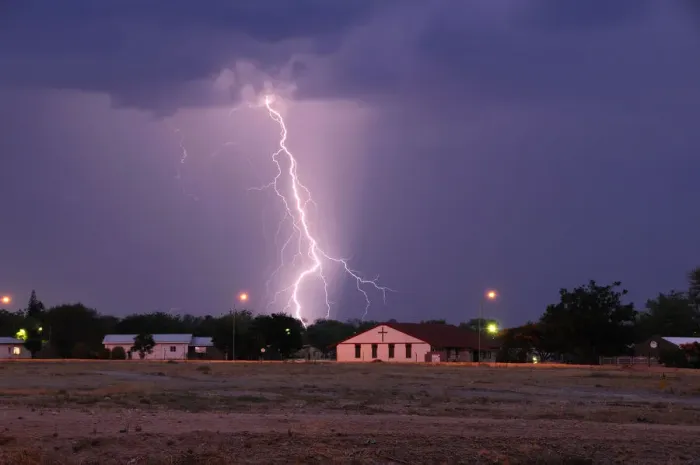 Framed Print : Namibia. Lightning over Church, Tsumeb, Oshikoto Region, Namibia Framed Print : Namibia. Lightning over Church, Tsumeb, Oshikoto Region, Namibia