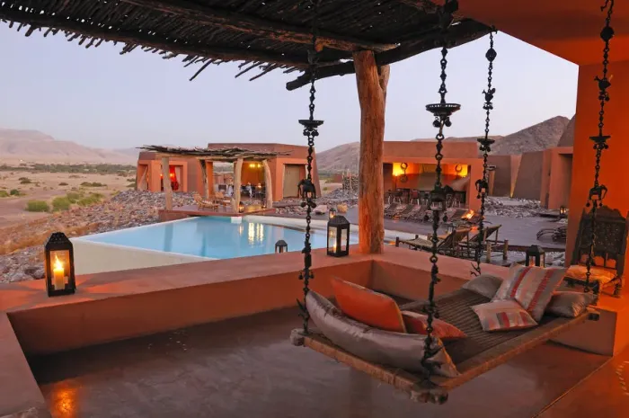 Framed Print : Namibia. Pool, Okahirongo Elephant Lodge, near Purros, Kaokoland, Kunene Region, Namibia