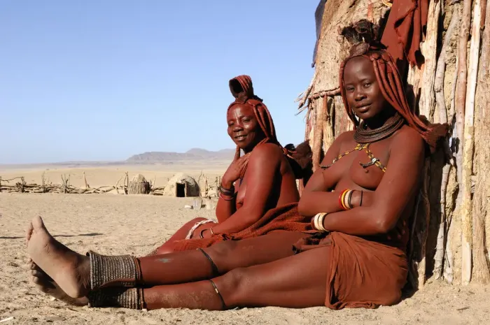 Framed Print : Namibia. Himba women, Himba village near Purros, Kaokoland, Kunene Region, Namibia