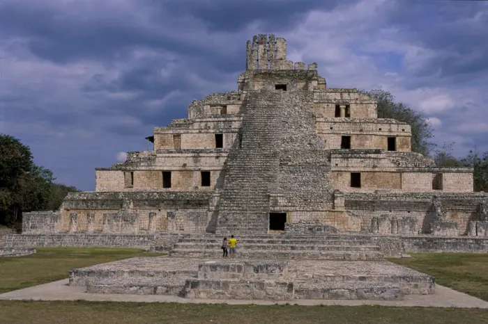 Framed Print : Edzna. North America, Mexico, Campeche, Zona Arquelogica Edzna, Maya Pyramid