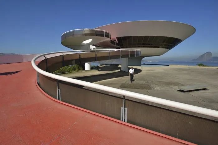Framed Print : Rio. South America, Brazil, Niteroy, Oscar Niemeyers Contemporary Art Museum (MAC Niteroi)
